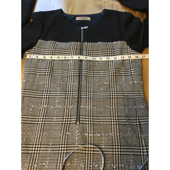 Jaeger London Womens Wool Blend Houndstooth Sheath Dress Size 6 Black & White Me - Picture 8 of 10